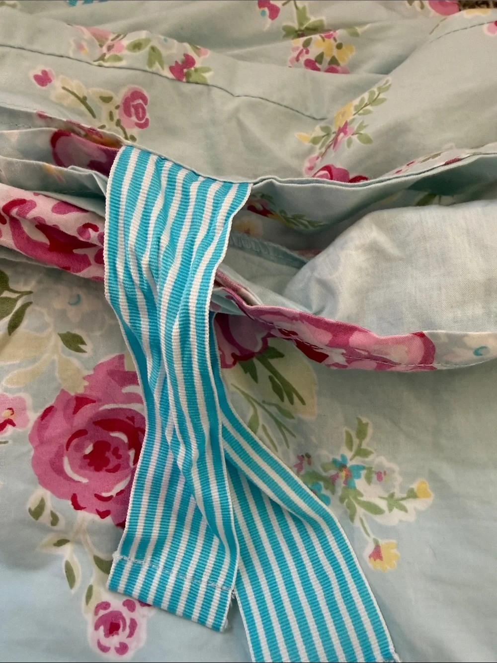 Pottery Barn Kids Floral Pink and Light Blue Duvet Cover